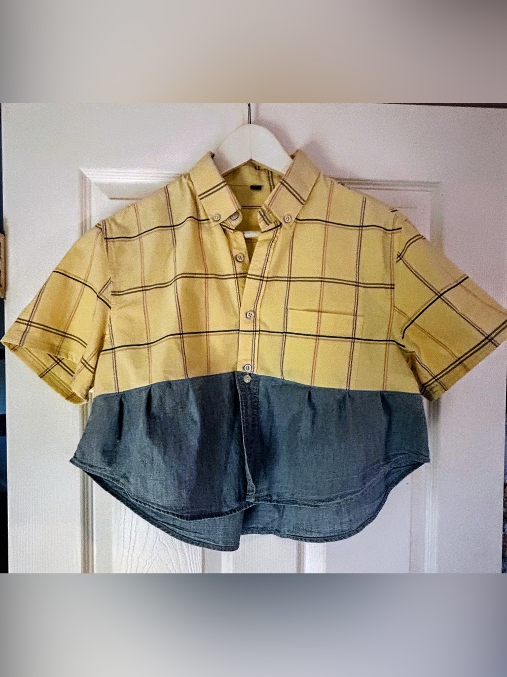 Handmade Upcycled Cropped Button Down Size Small- Medium